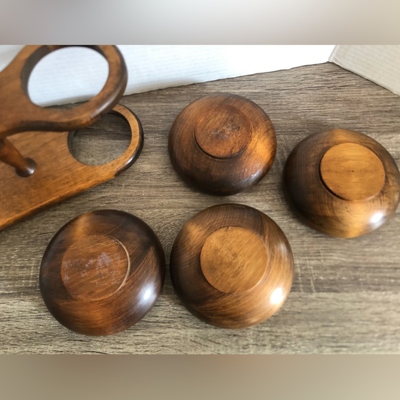 Vtg MCM Solid Wood Serving Bowl Set - Picture 9 of 13
